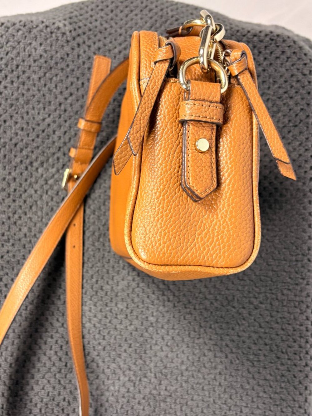 Kate Spade | Pebbled Leather Dome Crossbody Bag | Tan | Double Zip | Medium - Picture 7 of 14